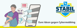 Stabil gegen Cybermobbing-Startseite. Logo des Wettbewerbs auf rotem Grund.